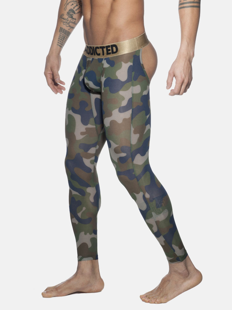 Addicted Ad695 Bottomless Camo Long John Khaki