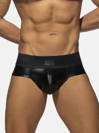 Addicted Fetish Adf133 Front Zip Rub Brief Black C10