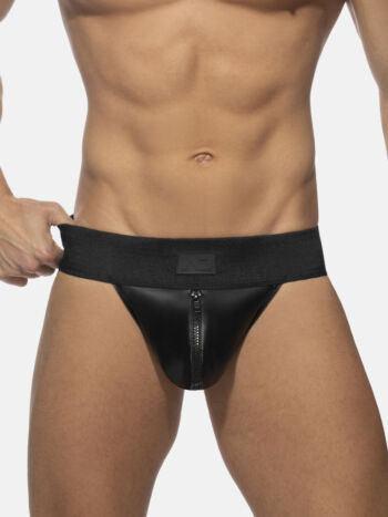 Addicted Fetish Adf135 Front Zip Rub Jock Black C10