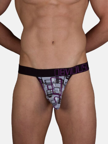 Obviously Underwear Low Rise Bikini Brief Geometric MEH963 Purple 1