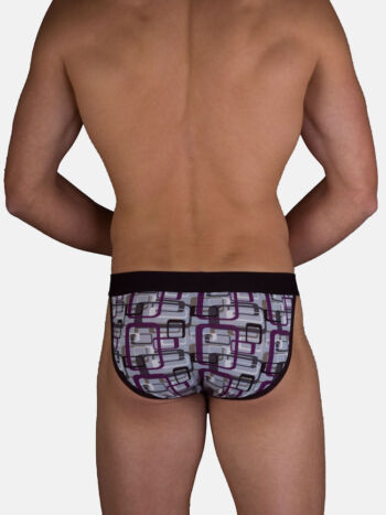 Obviously Underwear Low Rise Bikini Brief Geometric MEH963 Purple 3