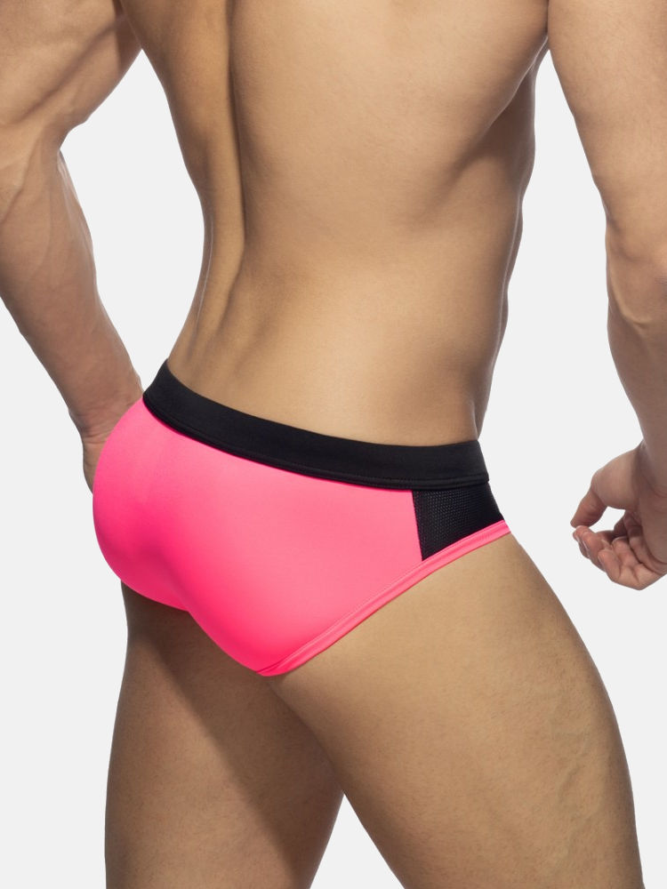 ddicted Ads230 Spike Swim Brief Neon Pink C34