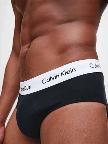Heren Kleding voor voor Ondergoed Calvin Klein Steel Cotton Hip Brief 3 Pack Brief in het Zwart voor heren 