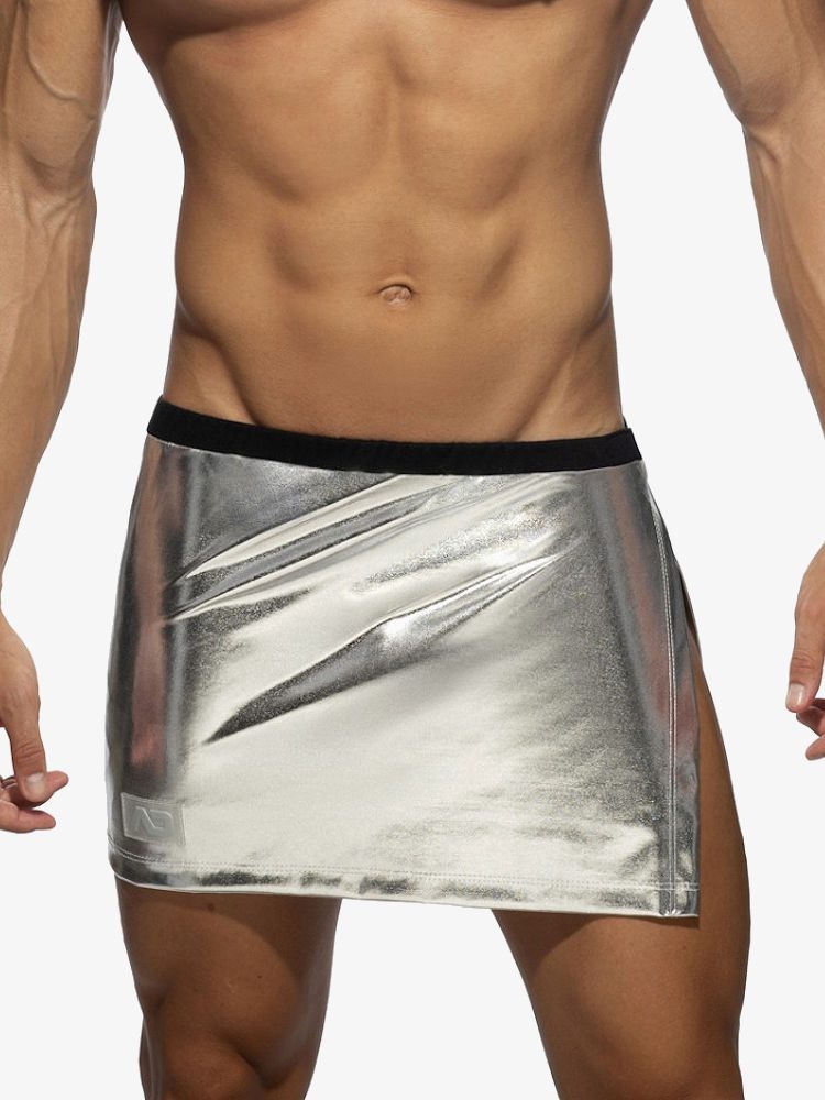 Addicted Ad1117 Party Gold Silver Skirt Silver 2