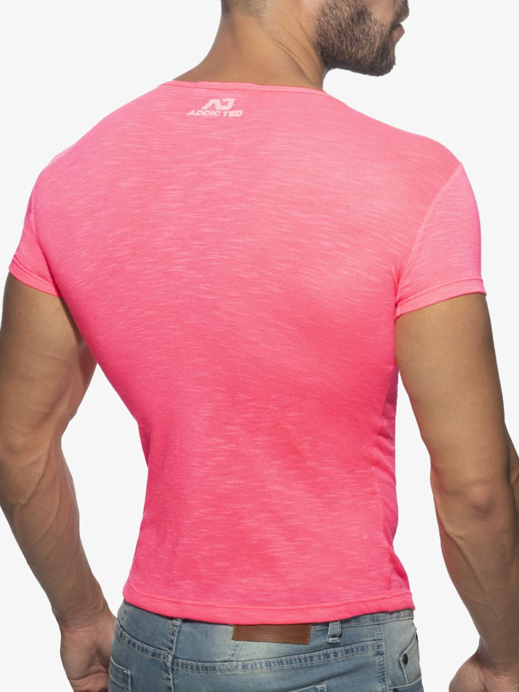 Addicted Ad1109 Thin Flame T Shirt Neon Pink C34 2