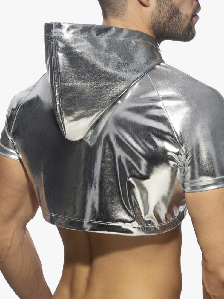Addicted Ad1170 Gold And Silver Croptop Silver 2