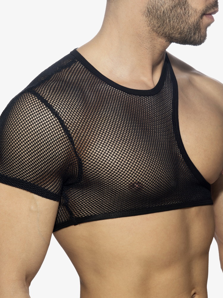 Addicted Fetish Adf163 Irregluar Mesh Crop Top Black 2