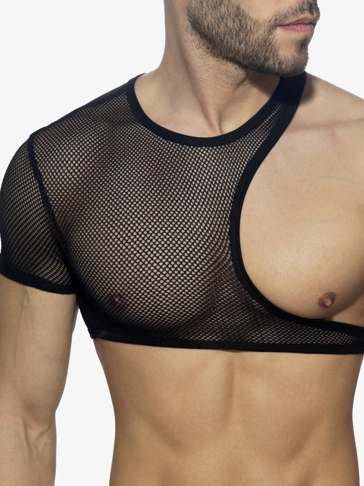 Addicted Fetish Adf163 Irregluar Mesh Crop Top Black 4