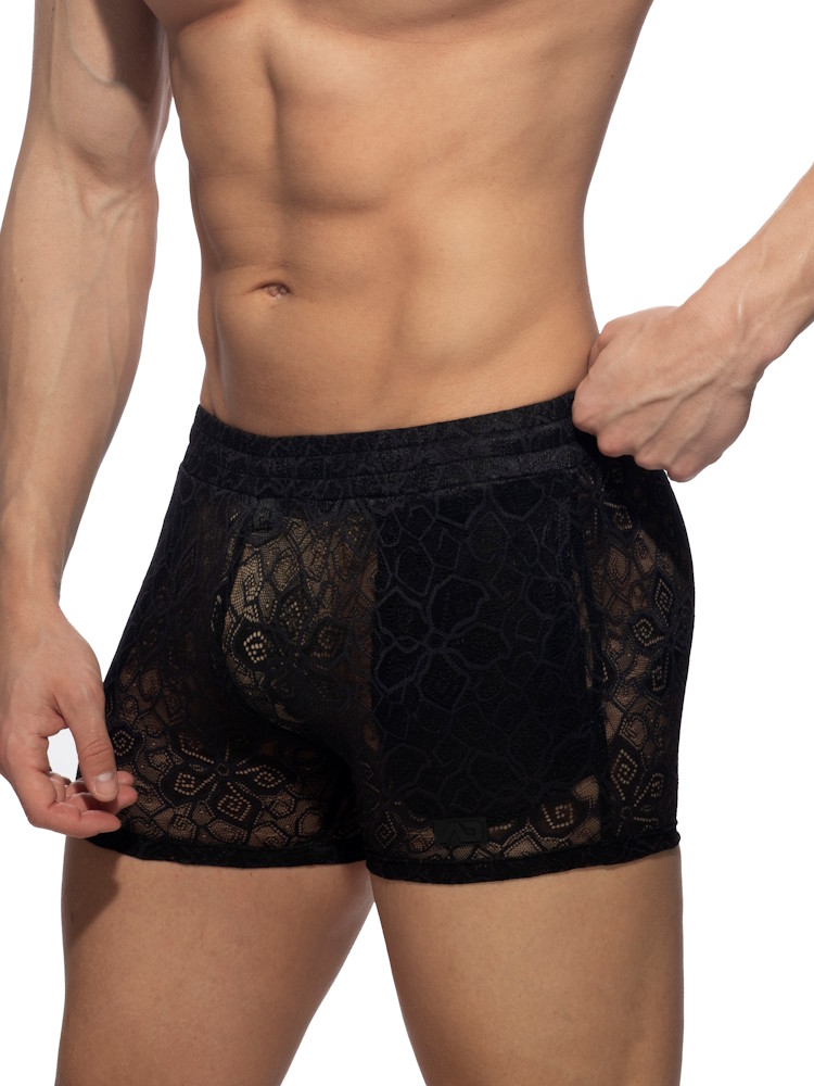 Addicted Ad1188 Flowery Lace Shorts Black 3