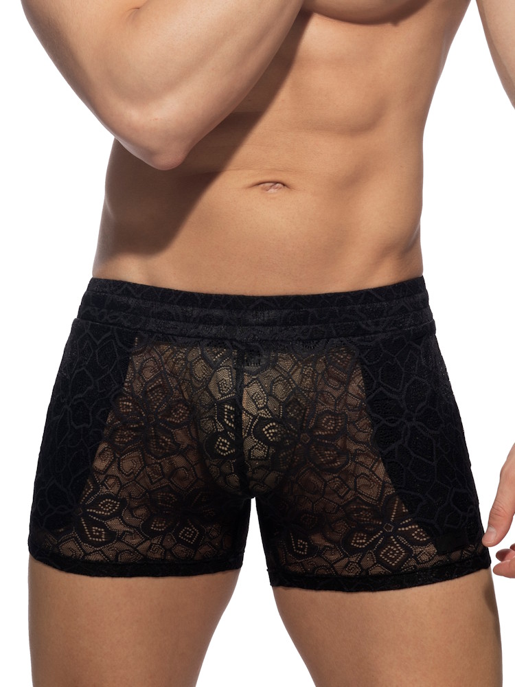 Addicted Ad1188 Flowery Lace Shorts Black 4