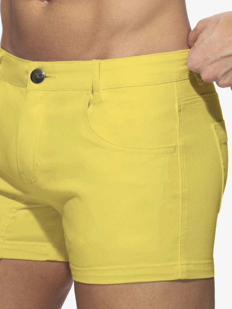 Addicted Ad1195 5 Pockets Summer Shorts Yellow 2
