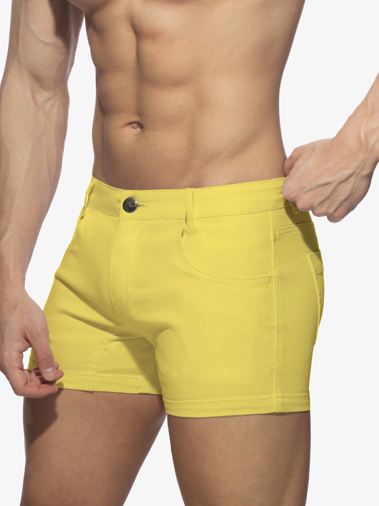 Addicted Ad1195 5 Pockets Summer Shorts Yellow 3