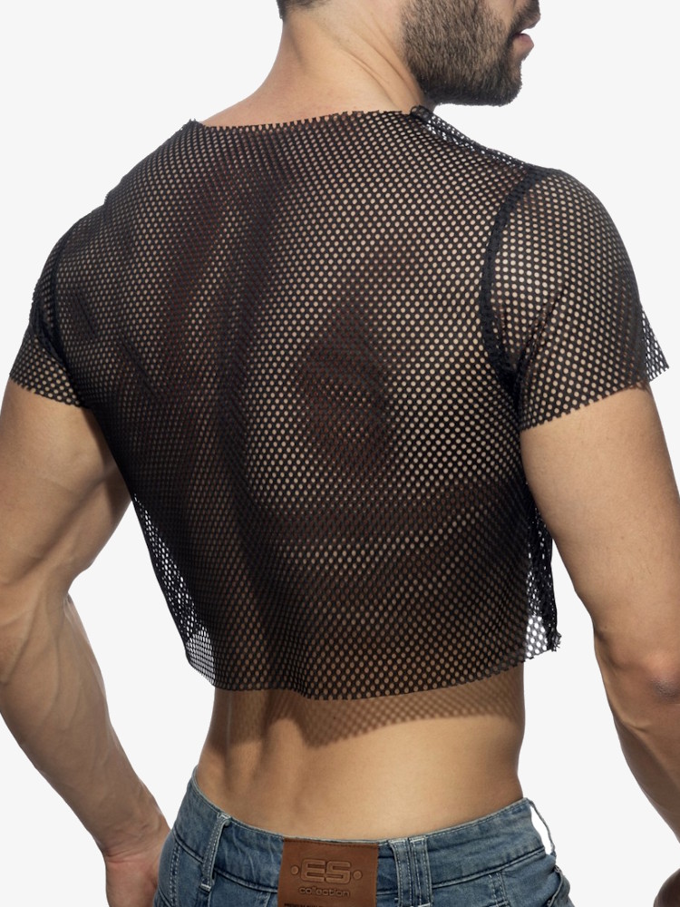 Addicted Ad1189 Mesh Crop Top Black 2