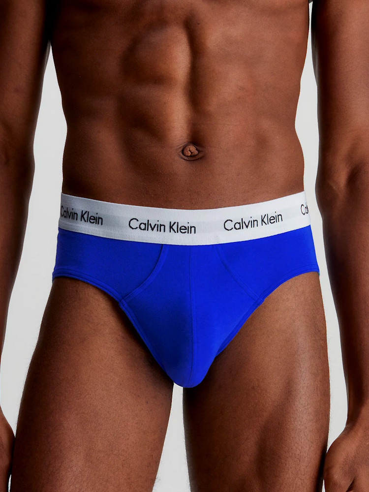 Calvin Klein 3 Pack Hip Brief Cotton Stretch U2661G H4U White Blue Grey 4
