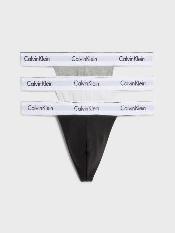 Calvin Klein Thong 3 Pack Modern Cotton Nb3226A Black Grey White 1