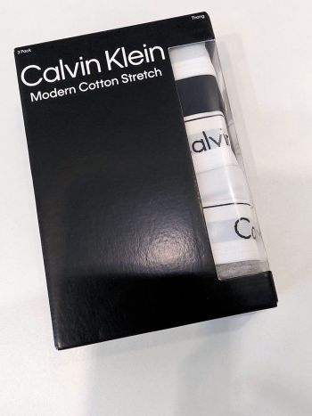 Calvin Klein Thong 3 Pack Modern Cotton Nb3226A Black Grey White 5