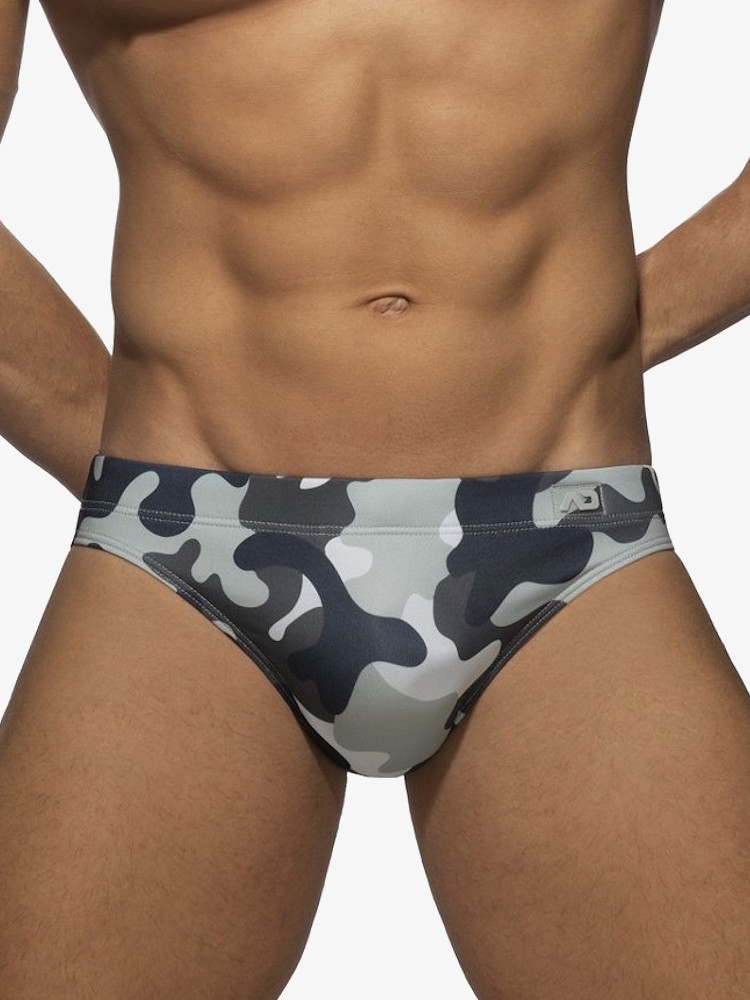 Addicted Ads097 Basic Ad Swim Brief Camo Grey 1