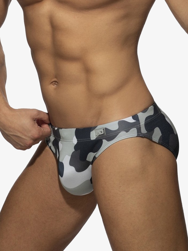 Addicted Ads097 Basic Ad Swim Brief Camo Grey 2