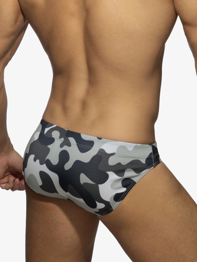 Addicted Ads097 Basic Ad Swim Brief Camo Grey 3