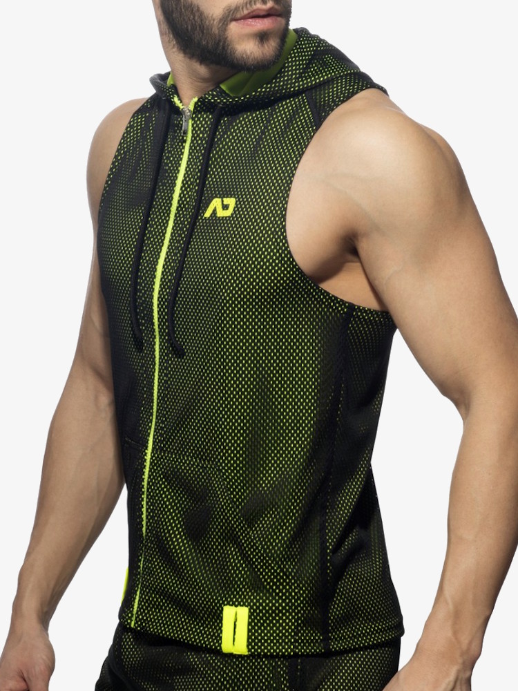 Addicted Ad355 Sleeveless Loop Mesh Hoody Black 1