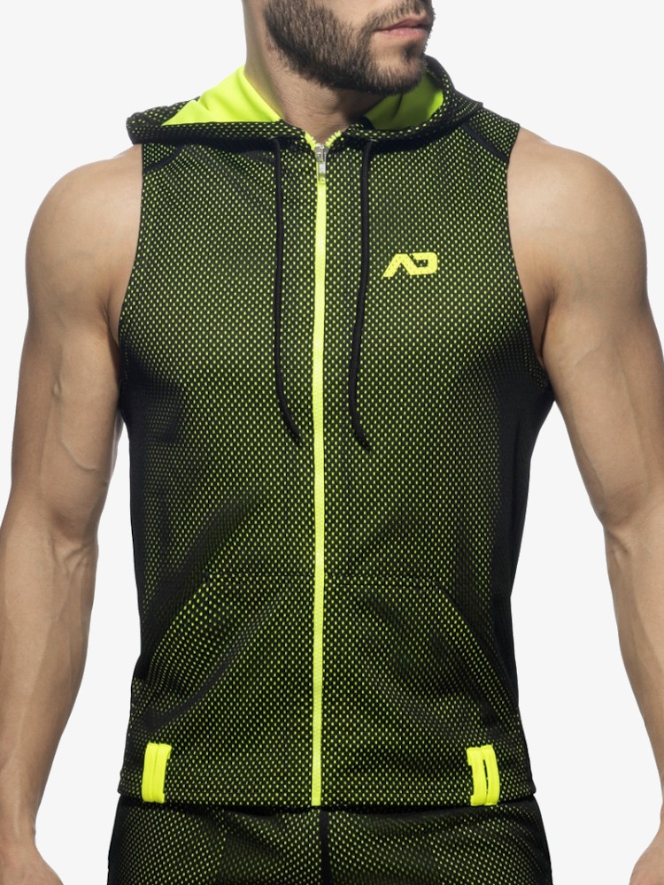 Addicted Ad355 Sleeveless Loop Mesh Hoody Black 3