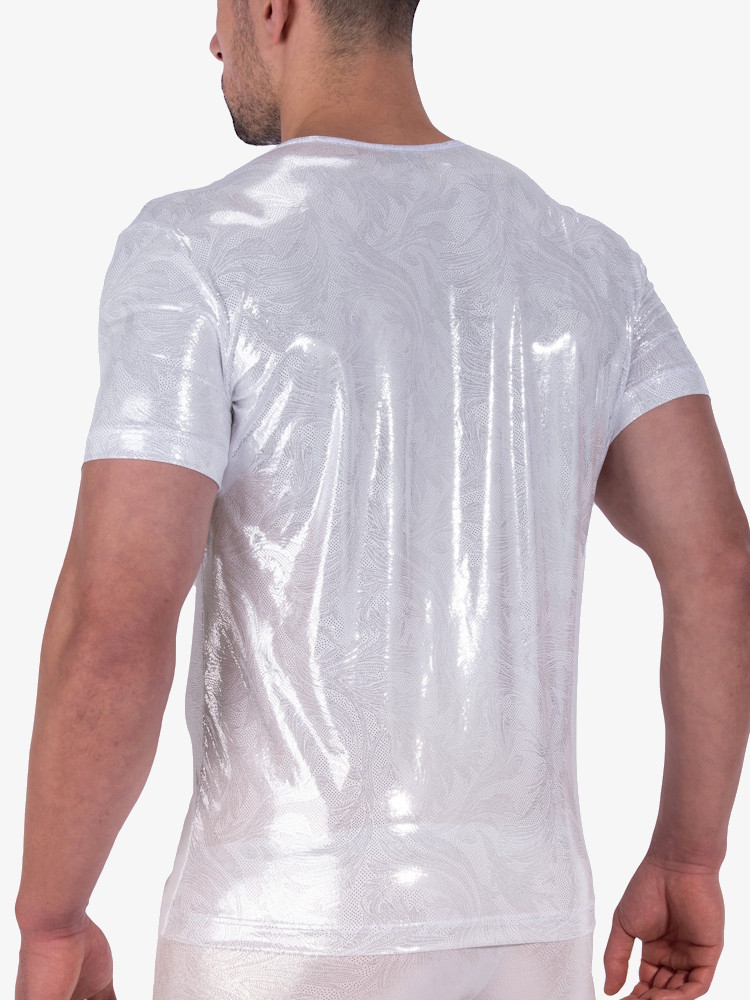 Manstore M2323 Casual Tee White Silver 2