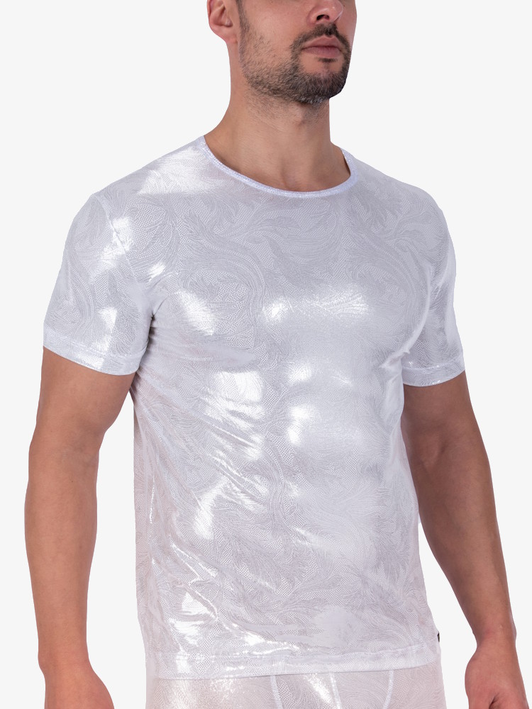 Manstore M2323 Casual Tee White Silver 3