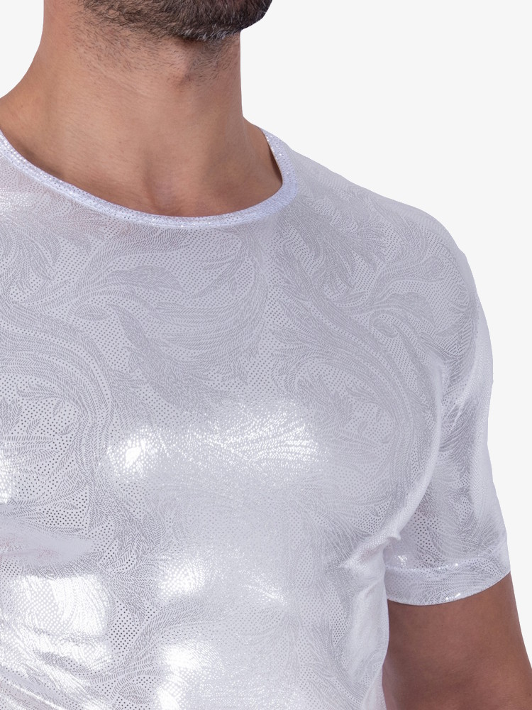 Manstore M2323 Casual Tee White Silver 4