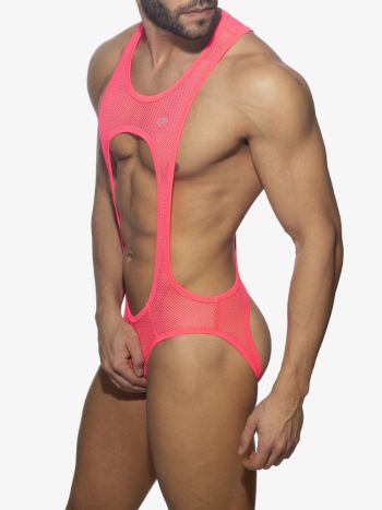Addicted Party Adp03 Sexy Mesh Singlet Neon Pink 2