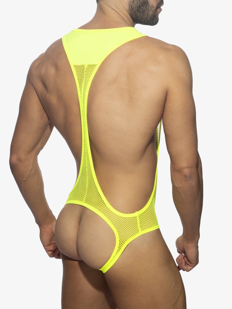 Addicted Party Adp03 Sexy Mesh Singlet Neon Yellow 2
