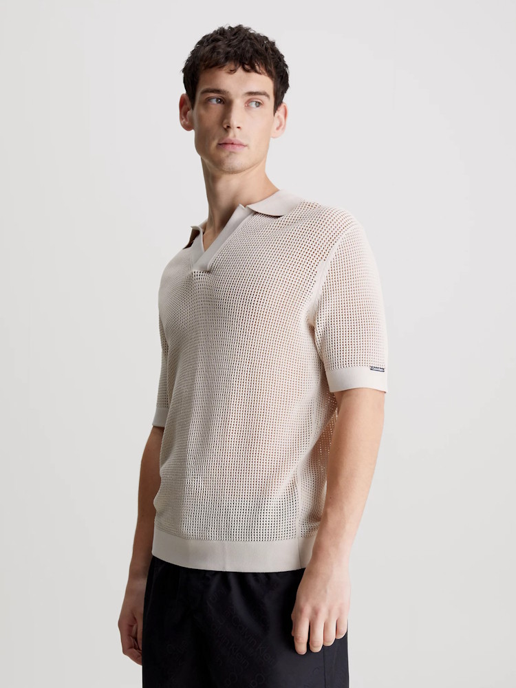 Calvin Klein Polo Open Knit Km00963 Ace Stony Beige 5