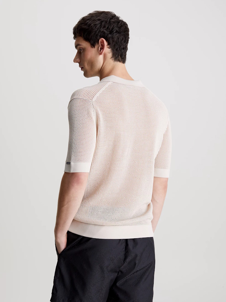 Calvin Klein Polo Open Knit Km00963 Ace Stony Beige 6