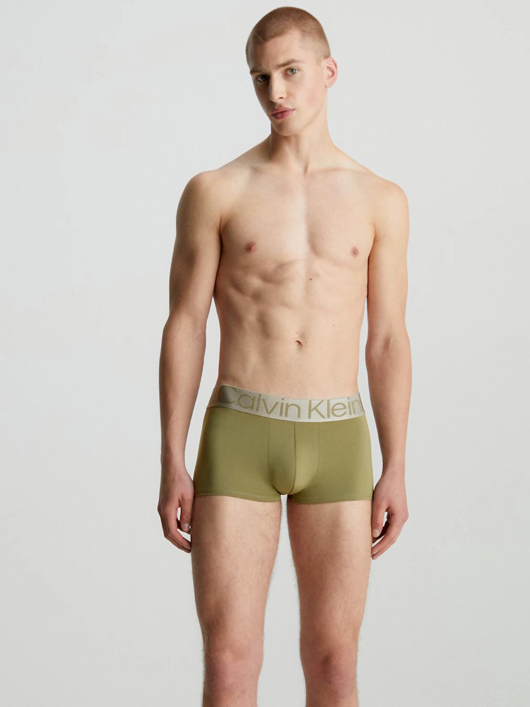 Calvin Klein Reconsidered Steel Low Rise Trunk 3 Pack Nb3074a Gib Dusky Green 1