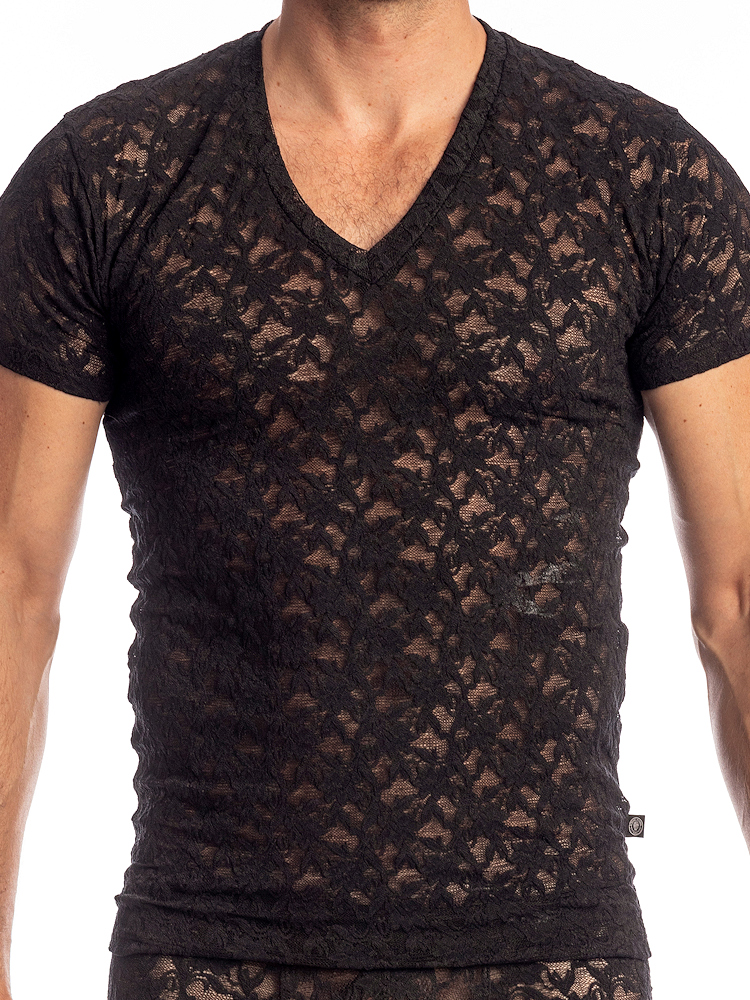 Lhomme Invisible Black Lotus V Neck T Shirt My73 2