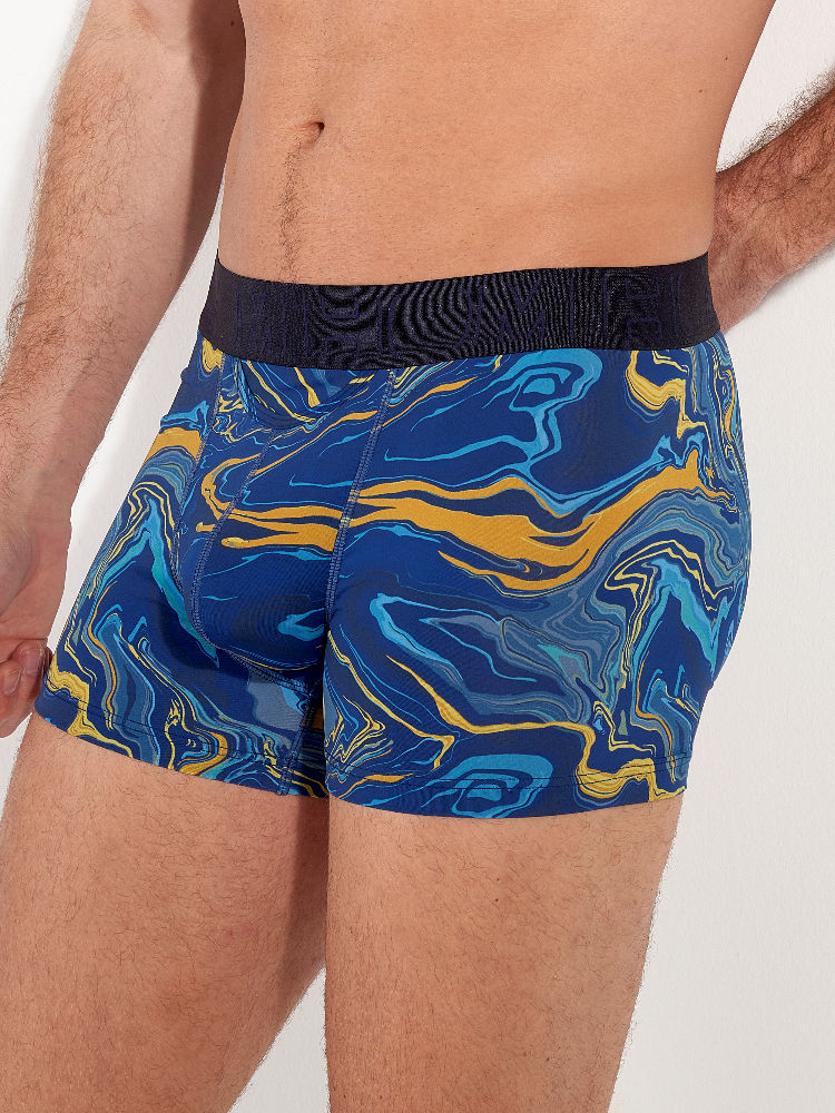 HOM Funky Styles Boxer Briefs HO1 403045 Navy Ocher Print HOM Funky Styles Boxer Briefs HO1 403045 Navy Ocher Print