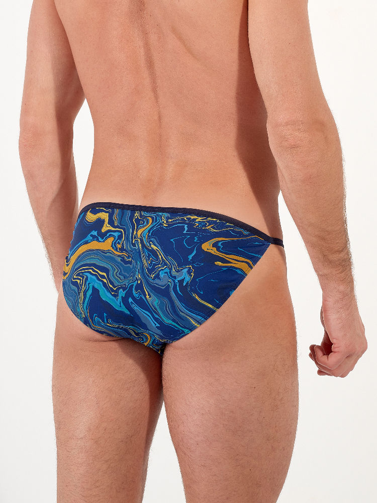 HOM Funky Styles Tanga Briefs 403043 Navy Ocher Print 1 HOM Funky Styles Tanga Briefs 403043 Navy Ocher Print 1