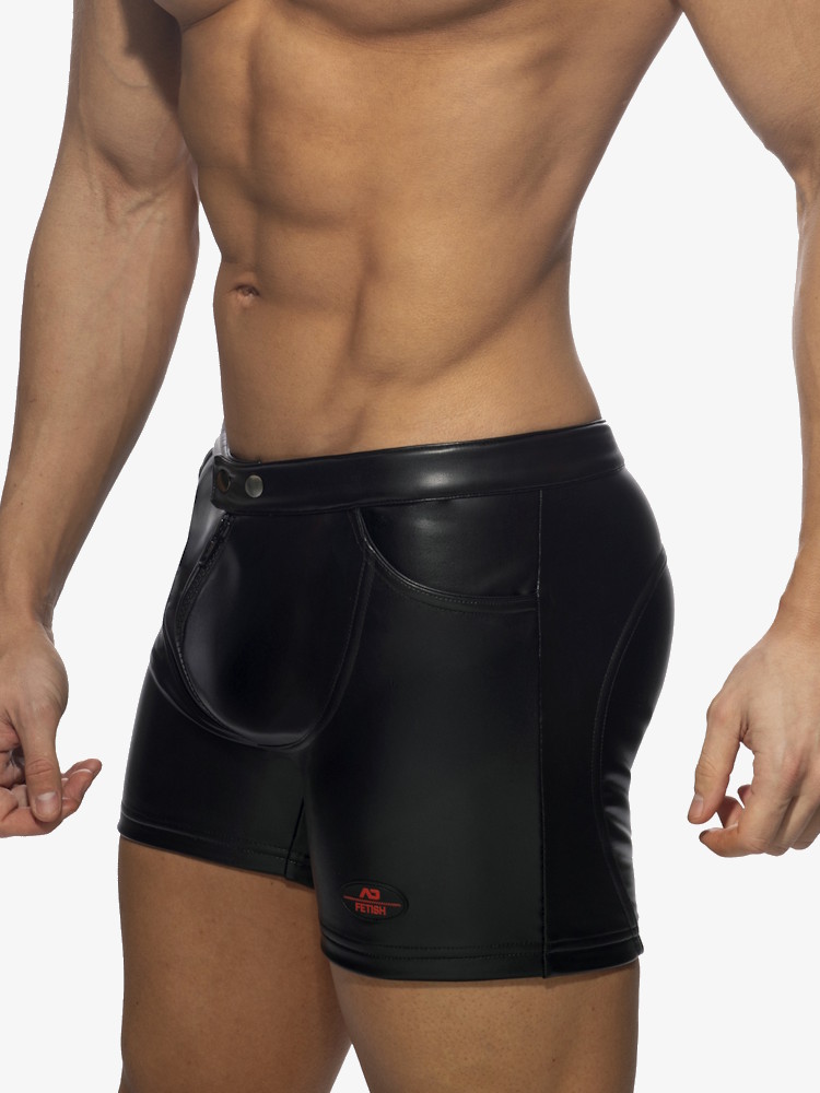 Addicted Fetish Adf221 Vegan Leather Shorts Black 2