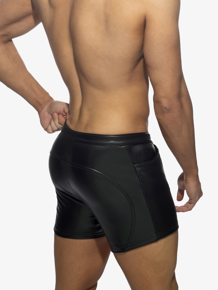 Addicted Fetish Adf221 Vegan Leather Shorts Black 3