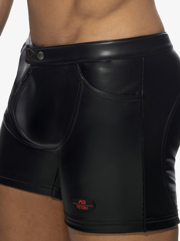 Addicted Fetish Adf221 Vegan Leather Shorts Black 4
