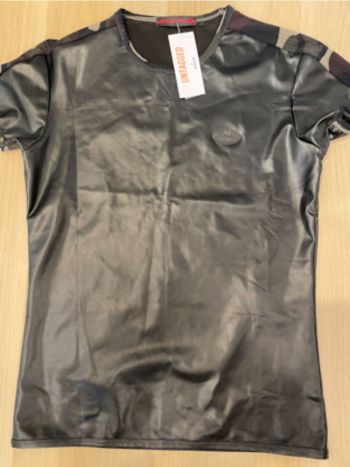 Addicted T Shirt Camo And Leather Look Black