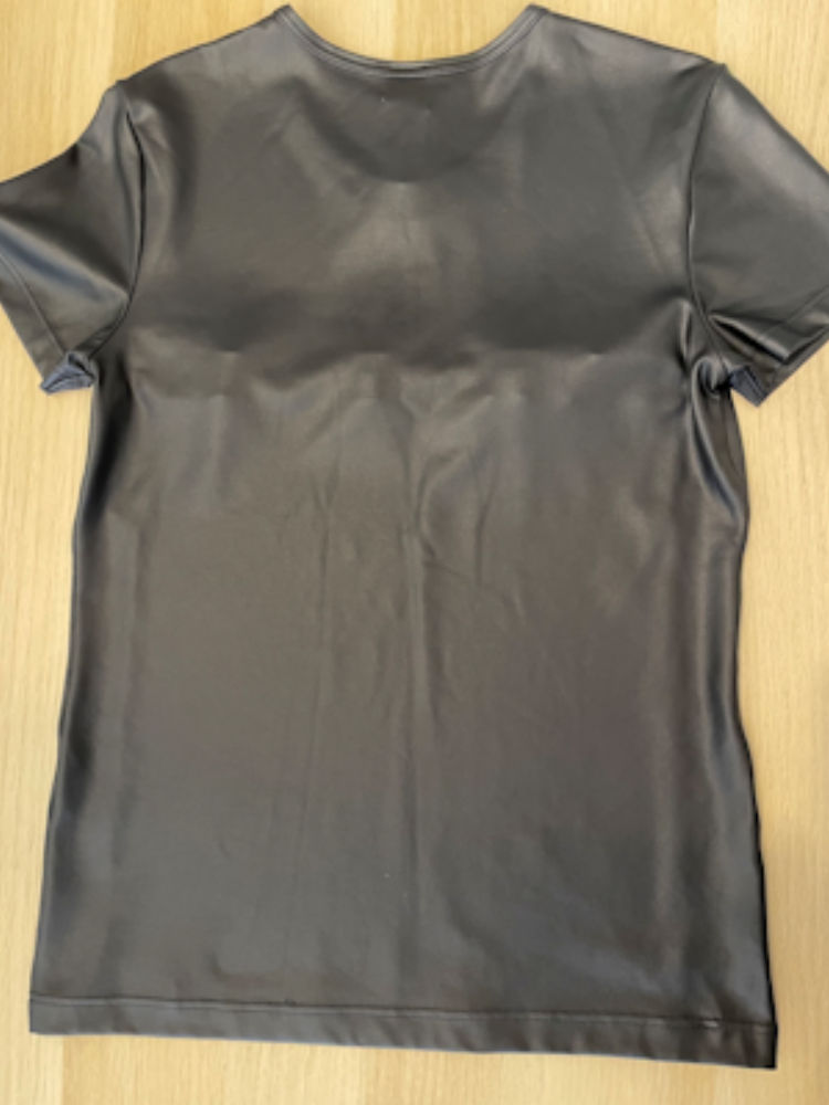 Manstore Zipped T Shirt Leather Look Black UNTAGGED By BodywearStore