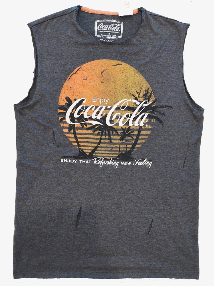 Distressed Tank Top Coca Cola Dark Grey 1