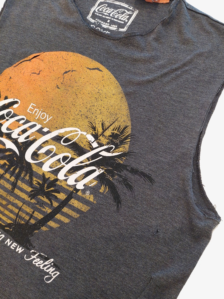 Distressed Tank Top Coca Cola Dark Grey 3