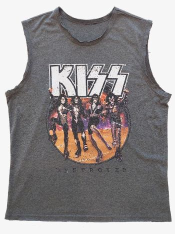 Distressed Tank Top Kiss Dark Grey 3