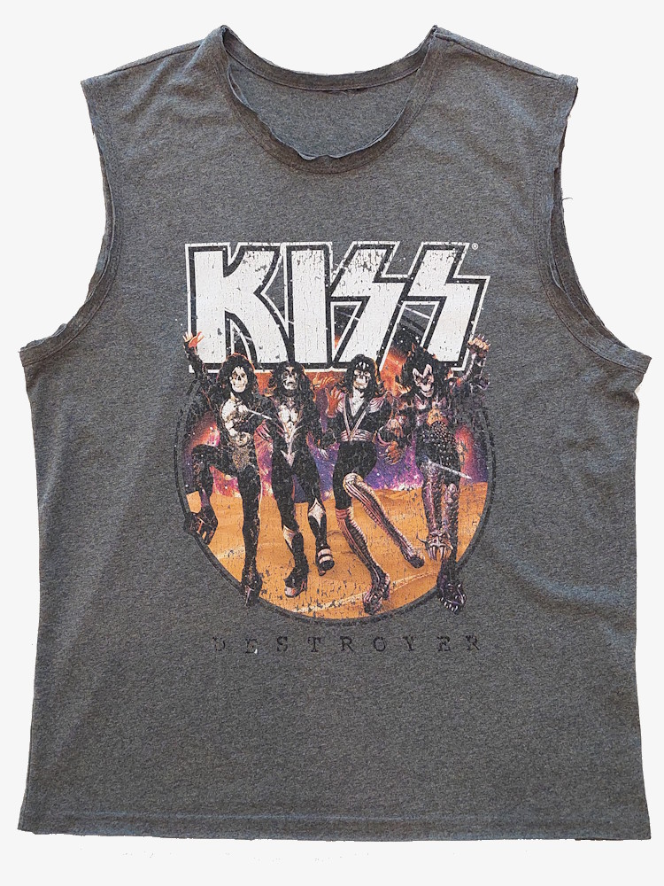 Distressed Tank Top Kiss Dark Grey 3