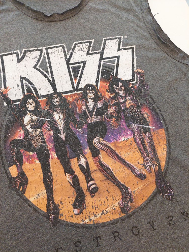 Distressed Tank Top Kiss Dark Grey 4