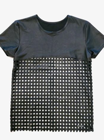 Manstore T Shirt Leather Look Cut Out Squares 1