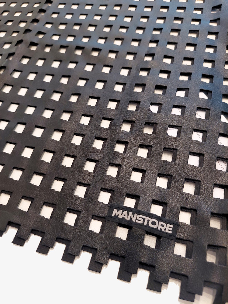 Manstore T Shirt Leather Look Cut Out Squares 2