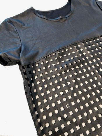 Manstore T Shirt Leather Look Cut Out Squares 3