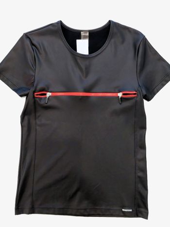 Manstore Zipped T Shirt Black Red 1